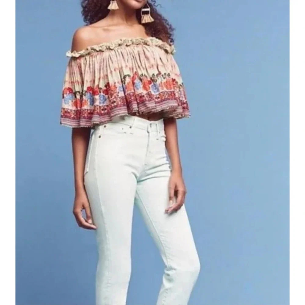 Anthropologie Bhanuni By Jyoti Villa Top‎  Off-the-Shoulder Ruffle Size Medium